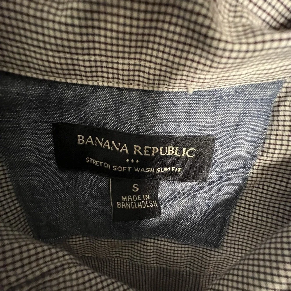 Banana Republic Shirt Mens Sm Soft Wash Slim Fit Plaid Button Up Work Career EUC